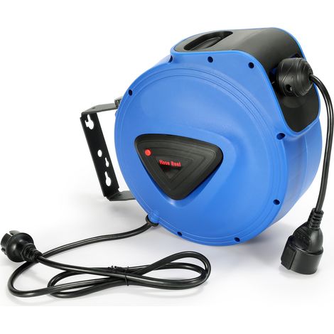 Randaco Enrouleur électrique automatique pivotable 180° fixation murale rallonge électrique enrouleur câble automatique 20 m A