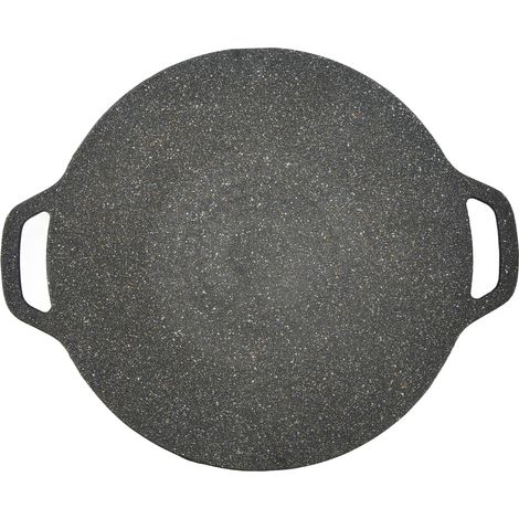 Poêle à Griller Coréenne Antiadhésive 6 Couches, Barbecue Rond Intérieur Extérieur Noir 30cm (1/5)