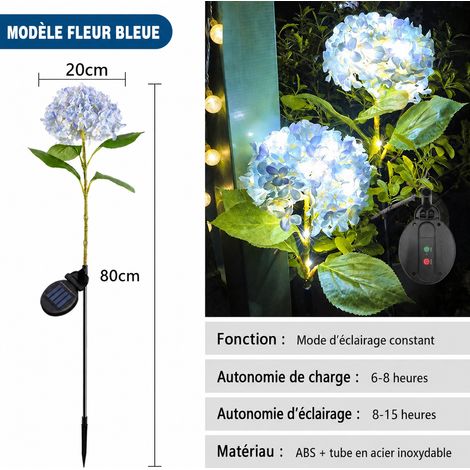 Lampe solaire de jardin LED grand hortensia bleu artificiel bleu 42 × 11 × 10 cm 150 g – Livraison gratuite