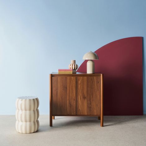 sweeek - Buffet décor bois 2 portes noyer - 80 x 42 x 78.5 cm - Harmony (1/5)
