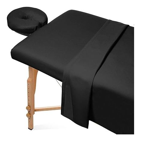 Protective Cover for Massage Table, Massage Table Cover with Hole, Bed Sheet Massage Spa Soft, Elastic Beauty Salon Table Cover (80 x 185 cm, Black) (1/5)