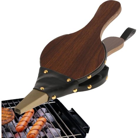 Soufflet de Cheminée en Bois - 1 Unité - Bois Massif et Métal - Allumage de Feu - Foyer et Barbecue - Marron (1/5)