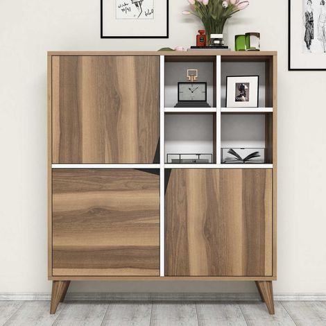 Wandschrank Pulse Walnuss Weiß Melamin 100x115x30 cm (1/4)