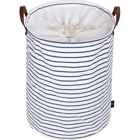 19-Inches Grand Organiser Paniers pour Vêtements Stockage , Cordon Paniers à Linge, Pliable Sac à Linge, Pliage Grande Capacité Corbeilles à Linge (Bleu ) (1/5)