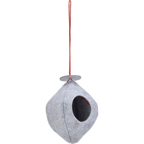 Hängender Vogelfutterspender in runder Kuppelform, elegantem Design, aus Filzstoff, mit Trageband für Garten, Hof oder Balkon, Grau (1/5)