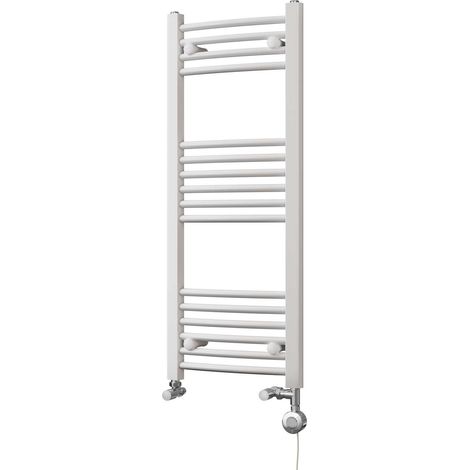 Zennor - White Dual Fuel Towel Rail H1000mm x W400mm Thermostatic - Curved (1/3)