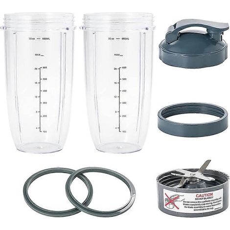 7 pièces Nutribullet mixeur tasses lame remplacement 32Oz Huge tasse compatible pour Nutribullet 600W 900W mixeur