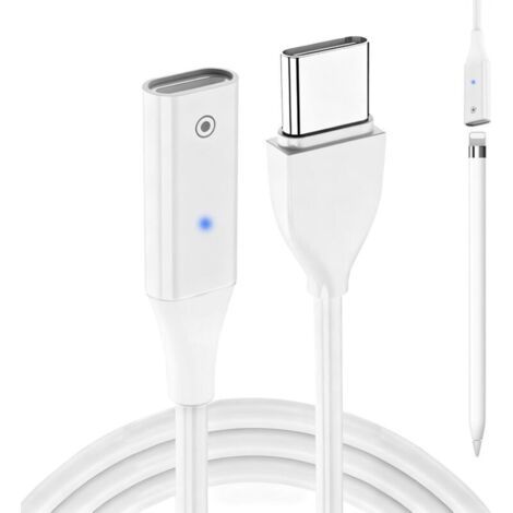 Pair Adaptateur de charge pour Apple Pencil 1ère génération - Adaptateur USB vers Apple Pencil - Chargeur rapide pour iPencil 1 Gen - USB C vers prise Lightning - Compatible avec les appareils tels qu