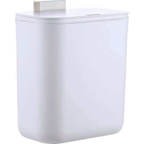 Relaxdays kitchen bin, 9 L, hanging compost bin for food scraps & general waste, door-mounted, plastic, white