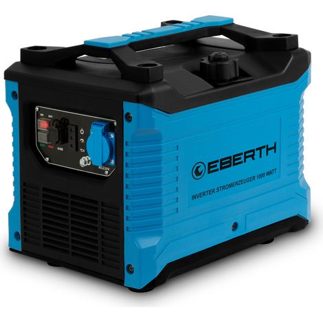 Eberth – Groupe électrogène inverter 1000W essence 2CV – 230V, 2 ports USB, démarrage manuel, 4L réservoir, 5-6h autonomie – Pour appareils sensibles
