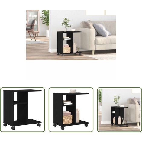 Holzwerkstoff - Beistelltisch mit Regal Schwarz Eichen-Optik 50 x 30 x 55 cm (1/5)