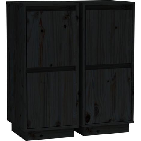 Buffet credenza cassettiera armadio contenitore organizer cucina soggiorno soggiorno set da 2 31,5 x 34 x 75 cm legno massello di pino nero 020036895