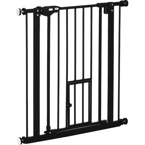 Cancelletto Sicurezza Regolabile per Cani 74-80 cm con Chiusura Automatica Nero (1/5)