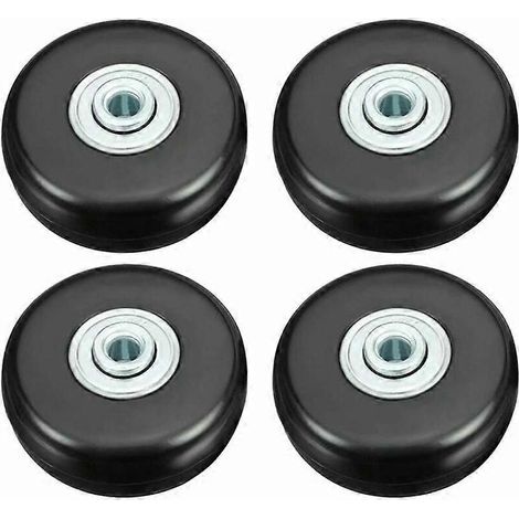 Roues de rechange pour valise (lot de 2), 50 mm x 18 mm, pivotantes en caoutchouc noir, avec accessoires de montage, pour valise à roulettes ou boîte à roulettes. (1/5)