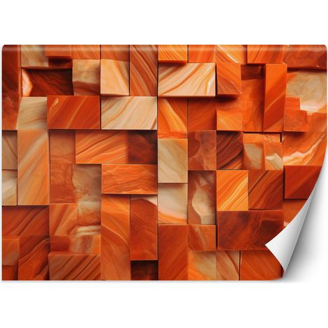 Fototapete Orangefarbener Würfel 3D 100x70 cm (1/5)