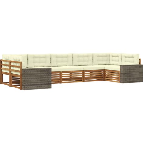 Conjunto de sofás de exterior 7 uds. Natural y Crema vidaXL (1/5)