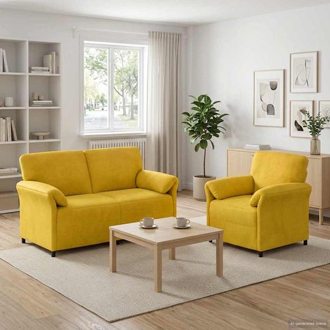 vidaXL Ensemble de Canapés 2 pc Jaune Velours (1/5)