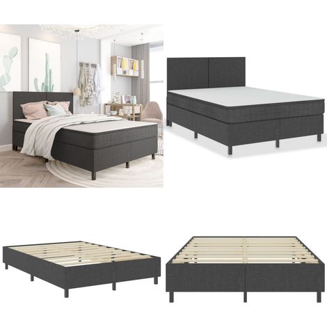 Sommier à lattes de lit Gris Tissu 160x200 cm - Cadre De Lit - Lit Tapissier - Lit Double - Literie - Meuble Chambre - Home & Living (1/5)