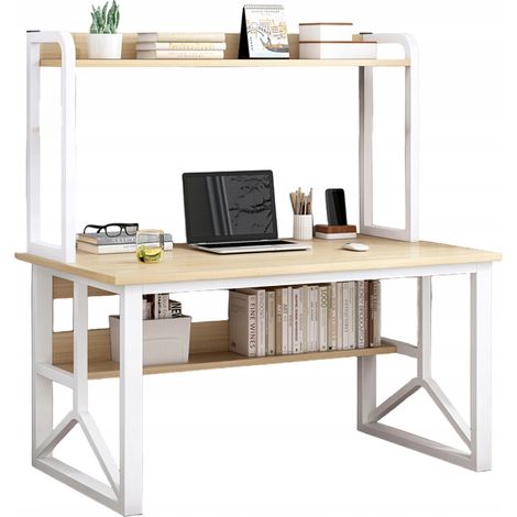 Computertisch helles Eichenholz Laptop-Tisch Gaming-Tisch modern Loft 120 cm (1/5)