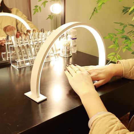 Longueur : 39 cm - Hauteur : 21,5 cm - Lampe de table demi-lune - Lampe pour extensions de cils - Lampe de lecture - Lampe pour manucure - Éclairage intérieur (1/4)