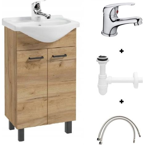 Set da bagno, mobile con lavabo, 50 cm, rovere artigianale Mea (1/5)