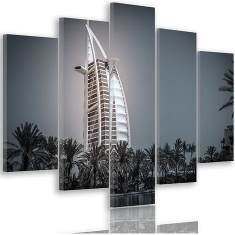 Quadro su tela 5 paneli Albergo Burj Al Arab Dubai - 150x100 (1/5)