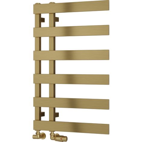 Reina Florina Designer Heated Towel Rail 800mm H x 500mm W Brushed Brass (1/3)