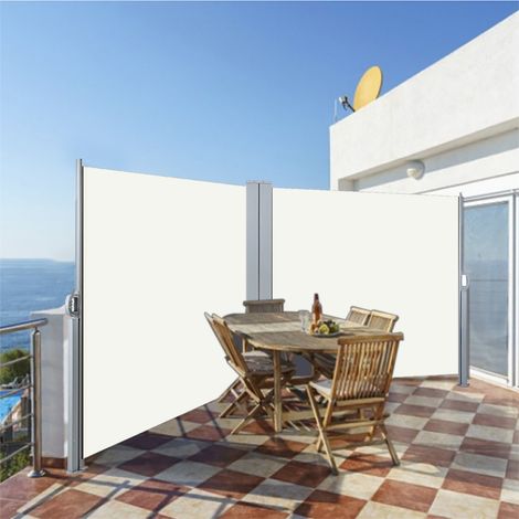600x180CM Patio Retractable Double Side Awning Sun Blinds, Beige (1/5)