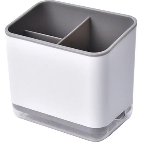 Porte Ustensiles, Egouttoir Couvert, Range-Couverts Multifonctionnel à 3 Compartiments pour Égoutter les Couverts (Gris) (1/3)