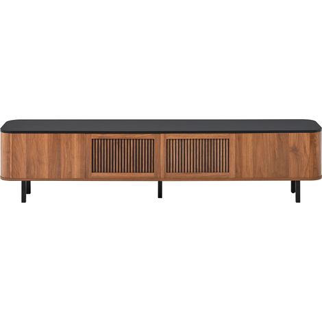 Meuble TV moderne en noyer avec portes à grille 190 x 35 x 45 cm (1/5)
