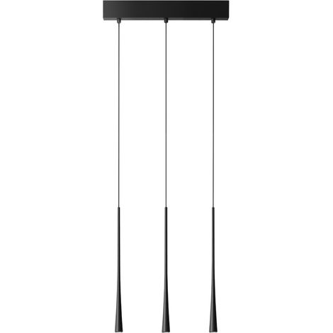 Dafne S/3P Lampada a Sospensione Multipla Lineare 3 Luci LED 16,5W 3000K CRI90 - Nero Satinato con Rosone Nero - Gealuce (1/3)