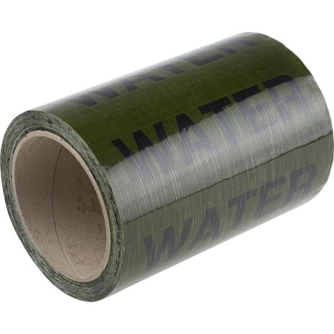 Ruban de marquage pour tuyaux Vert, Texte: Eau PP, Vinyle, largeur 150mm x Longueur 33m ( Prix pour Bobine de 33 Mètres )