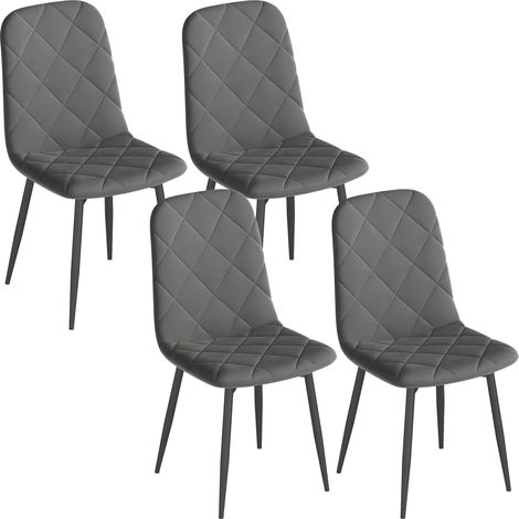 Lot de 4 chaises design Chesterfield TELURI velours gris (1/5)