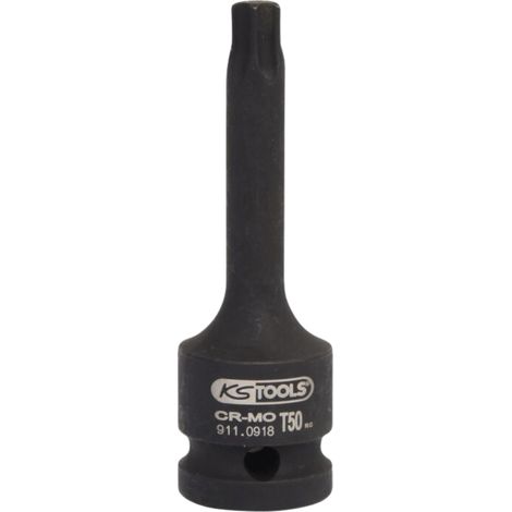 Kstools – Douille tournevis à chocs longue torx ½ pouce T50 – Résistante aux chocs – Pour espaces restreints – Transmission efficace du couple