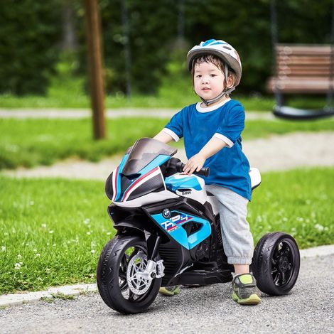 Moto elettrica per bambini 82,5x42x54 cm, luci frontali, musica, marcia avanti e indietro, metallo blu (1/5)