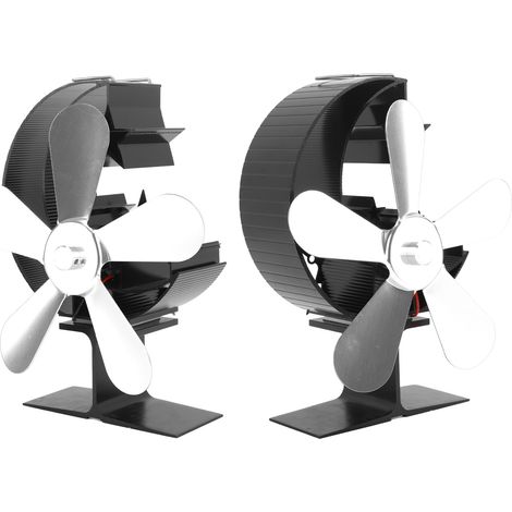 Ventilateur de poêle à 5 pales en alliage d'aluminium pour une dissipation rapide de la chaleur, adapté aux cheminées à bois, couleur argentée (1/5)