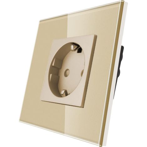 Douille unique 16 Amp avec vitre durci Or, protection de l'enfance, matériau ignifuge, socket schuko standard (1/5)