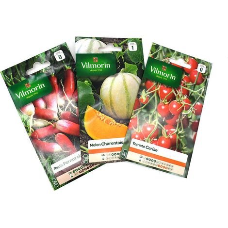 Pack fraicheur de 3 sachet de graines - Tomate cerise -  Melon Charentais - Radis Pernot