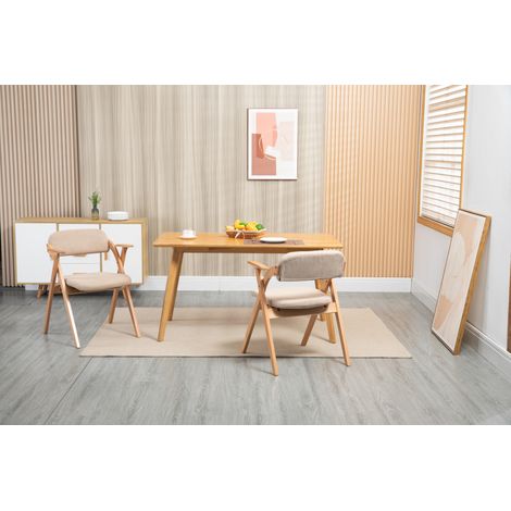 Chaise de salle à manger pliante 53x60x91 cm en bois beige, gain de place pour cuisine FloraGrace (1/5)