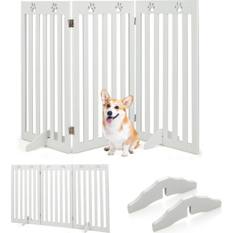 Set di 3 pannelli di barriera autoportanti 151,5 x 89,5 x 1,5 cm barriera di sicurezza decorativa pieghevole per cani in MDF bianco 200010607