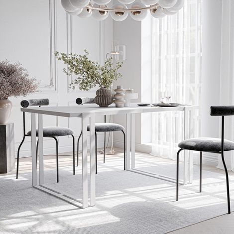 Table à Manger Extensible HOLTE - 4-8 personnes - 120x80x76 cm - Rectangulaire - Blanc (1/5)
