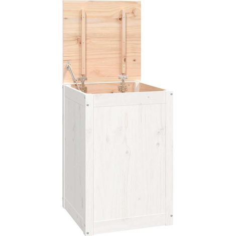 Maison Exclusive - Wäschetruhe Weiß 44x44x66 cm Massivholz Kiefer (1/5)