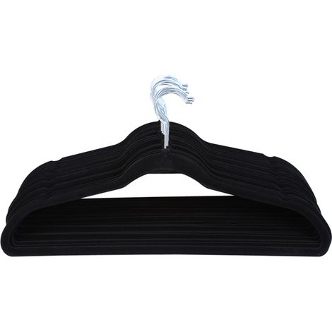 Set 20 Appendini in Velluto Nero 44,5cm – Gancio Cromato e Scanalature a U – Design Salvaspazio Antiscivolo in ABS – Ideali per Armadio e Hotel (1/5)