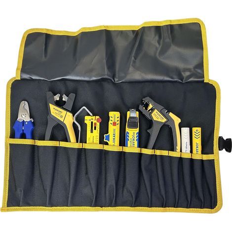 Kit complet d'électricien avec cisaille, pince à dénuder, dénudeurs, couteaux et outils pour travaux électriques professionnels (1/3)