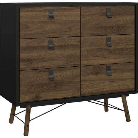 Dmora - Kommode Aurelie, Wohnzimmerbuffet, Wohnzimmer-Sideboard, Moderne Küchen-Speisekammer, 102x40 h95 cm, Schwarz und Walnuss (1/5)