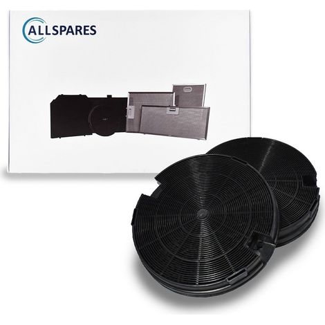 Filtro de carbón AllSpares (2 uds.) para campanas extractoras compatibles con AEG-Electrolux 902979358-6 / Tipo 29 / E3CFT29, I.KE.A. NYTTIG FIL 600, Whirlpool 484000008572 / AMC912 y Elica F00428 / 1
