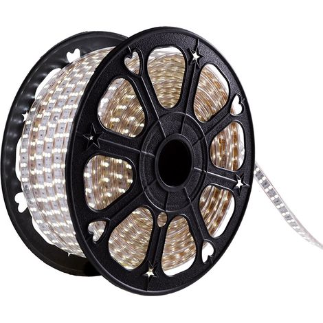 Tira de 120 LEDs/M 500W 1.000Lm 6000ºK SMD5050 220VAC IP65 x50M 40.000H  [HO-220-120-50M-CW]