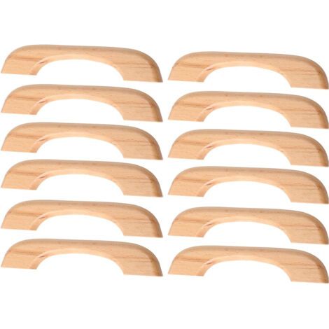 10 Stück Holz Möbelgriff Schubladenkopf Türknauf Schrankgriffe für Küche Schrank Kommode (127mm Gesamtlänge, Holzfarbe) (1/5)