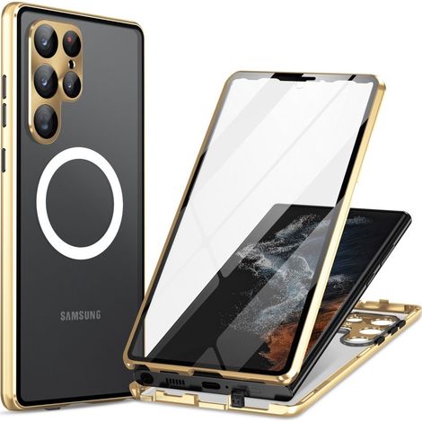Custodia magnetica a doppio vetro MagSafe per Samsung Galaxy S22 Ultra, colore oro (1/5)