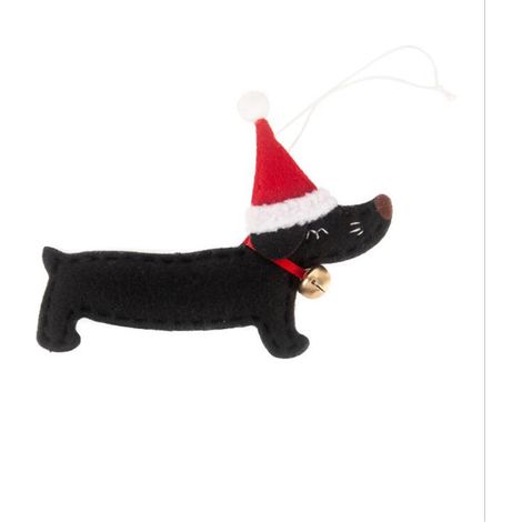 Guirlande Chien Teckel - Décoration De Noël En Tissu Non Tissé - Pour Arbre De Noël Fenêtre Porte Mur - Lot De 1 (1/2)